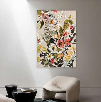 Fleur épanouie abstraite par texture de décor de mur de couteau à palette Peinture à l'huile